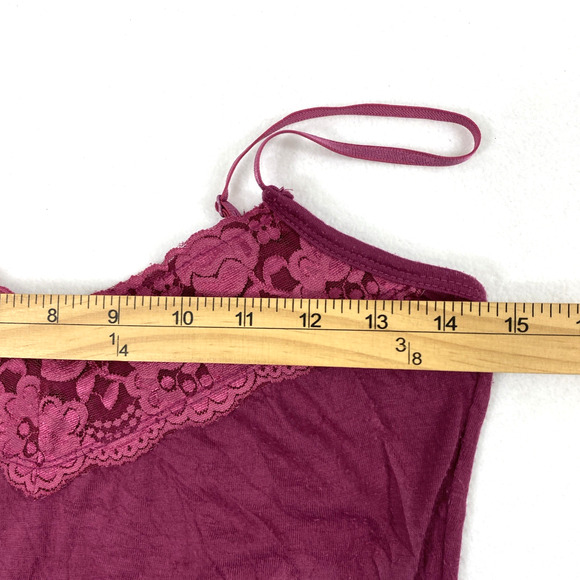 Womens Crinkle Cami Top Size Small Dark Pink Lace Fairy Coquette Whimsigoth Tank - Picture 8 of 9